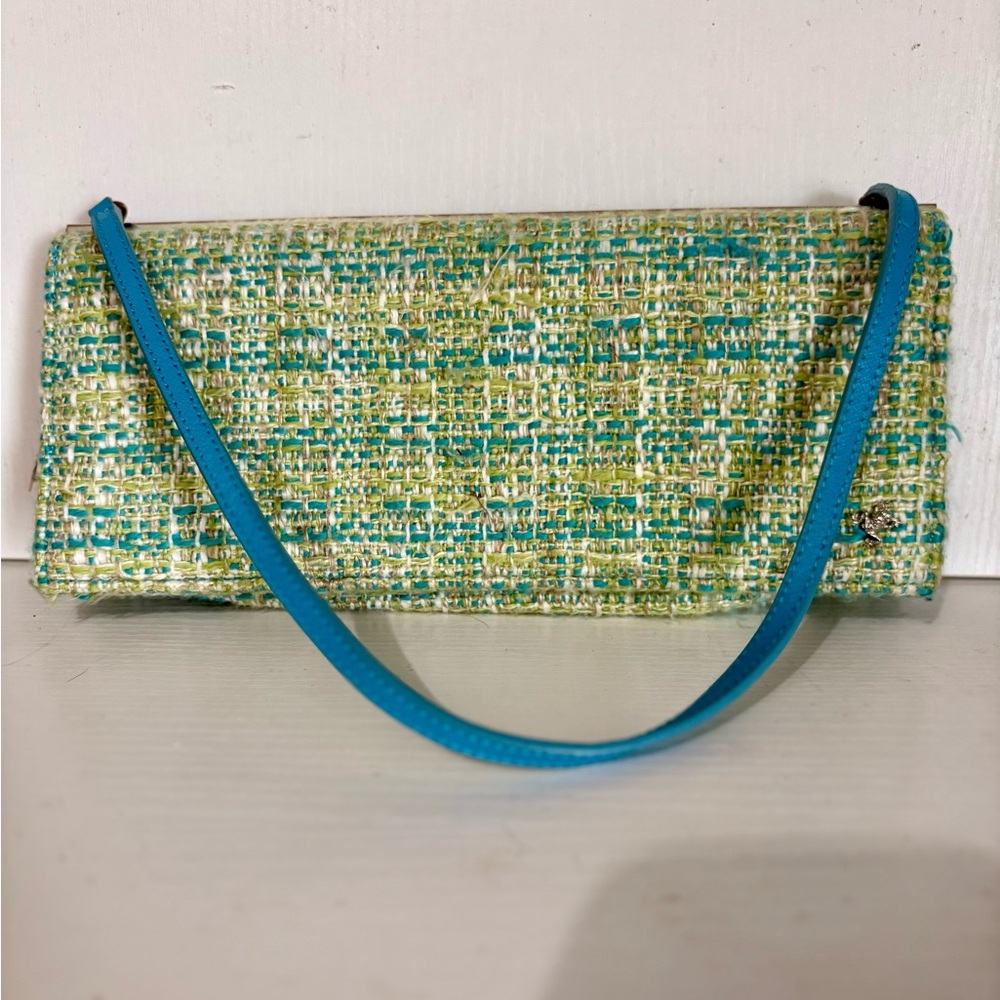 Vintage Puta By J. Ma clutch teal/aqua/Blue Strap#vintage#cottagecore#tweed#boho